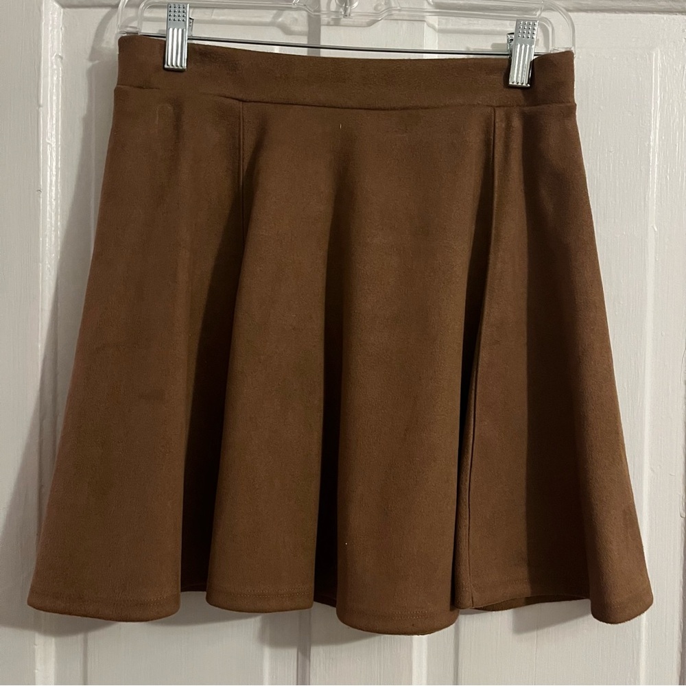 Suede Brown Skater Skirt